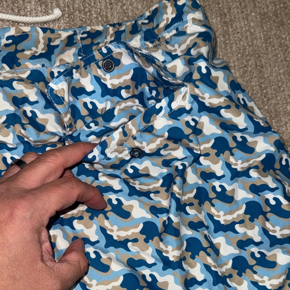 Peter Millar Mens Size XL Blue Sea Camo Mesh Swim Hybrid Trunks Performance - Picture 10 of 10